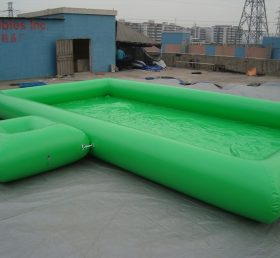 Pool1-562 สระว่ายน้ำทำให้พองสแควร์สีเขียว